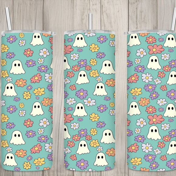 eclectic wallflower Other - Pastel Floral Ghost Metal Insulated Tumbler